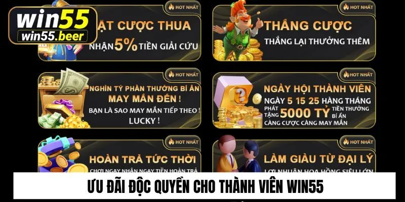 Ưu đãi độc quyền cho thành viên Win55